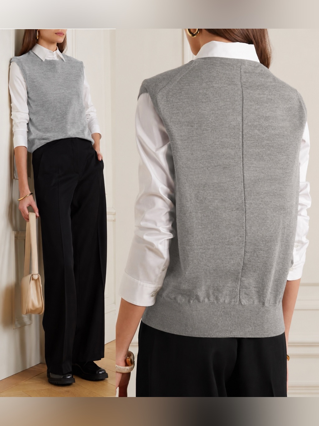 The Row Balham Cashmere Top Gray Sleeveless Sweater Vest Size M